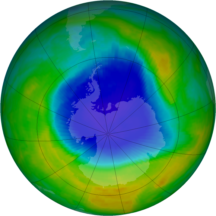 Antarctic ozone map for 07 November 1990
